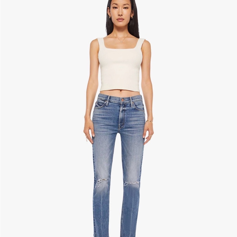 MOTHER mid rise dazzler ankle fray